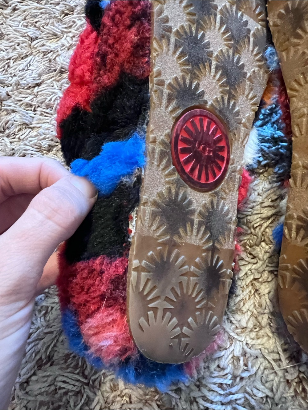UGG Fluff Yeah Slides Cali Collage Red Camo Slippers Platform Womens Size 6 - Picture 6 of 7